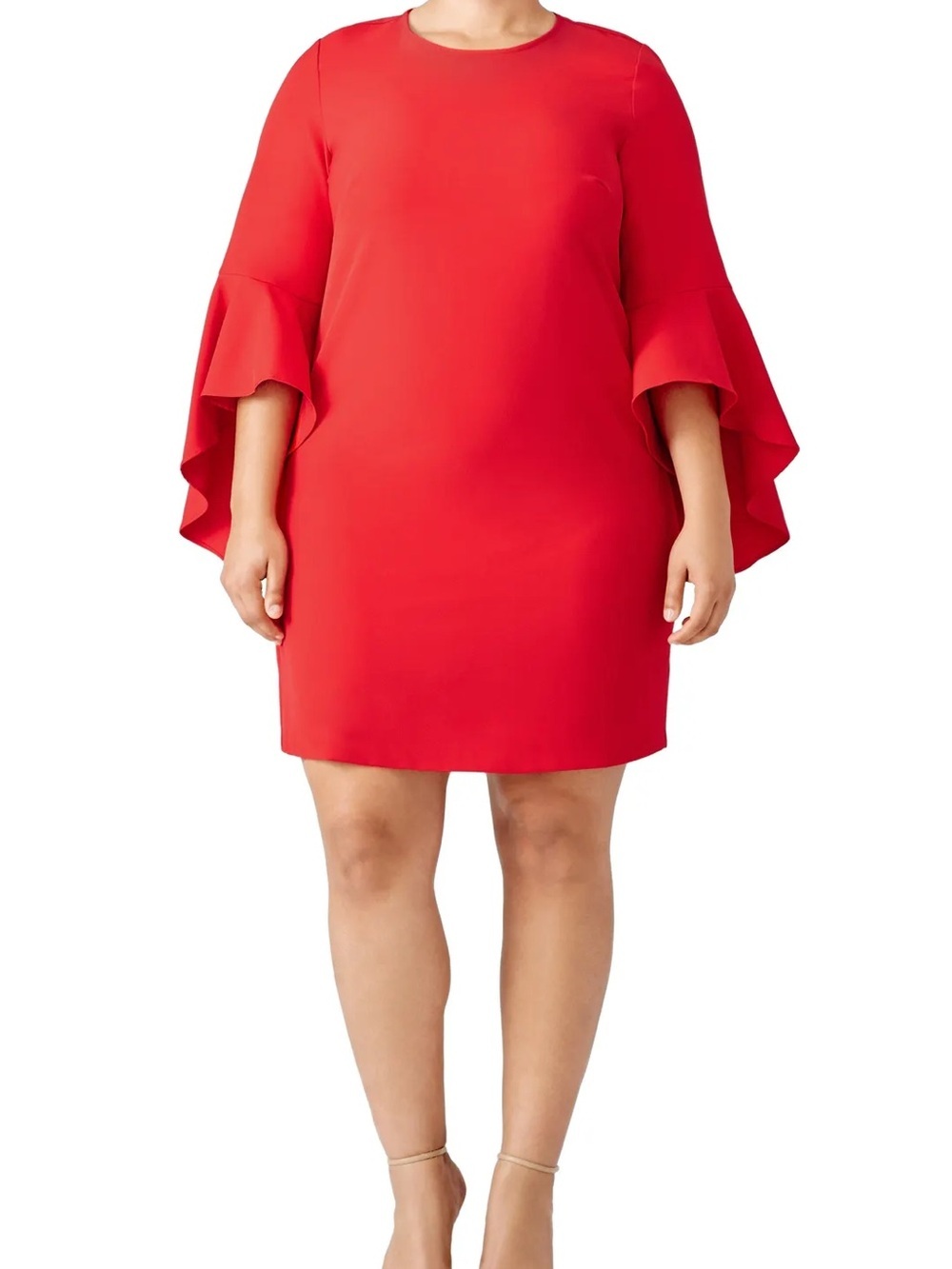 Eloquii Red Flounce Sleeve Shift Dress 24